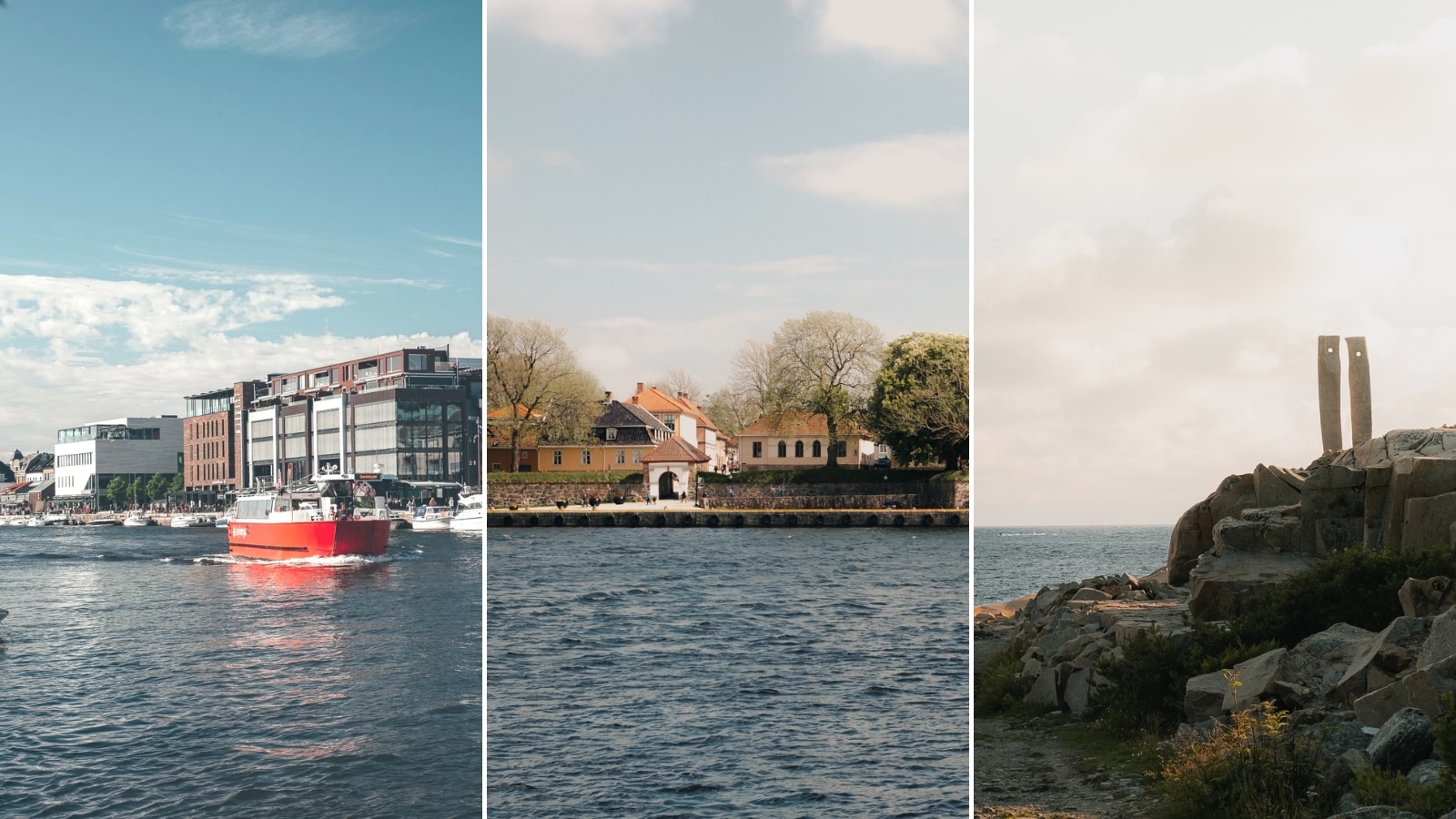 Delt bilde av Fredrikstad sentrum, Gamlebyen og Rødshue på Hvaler